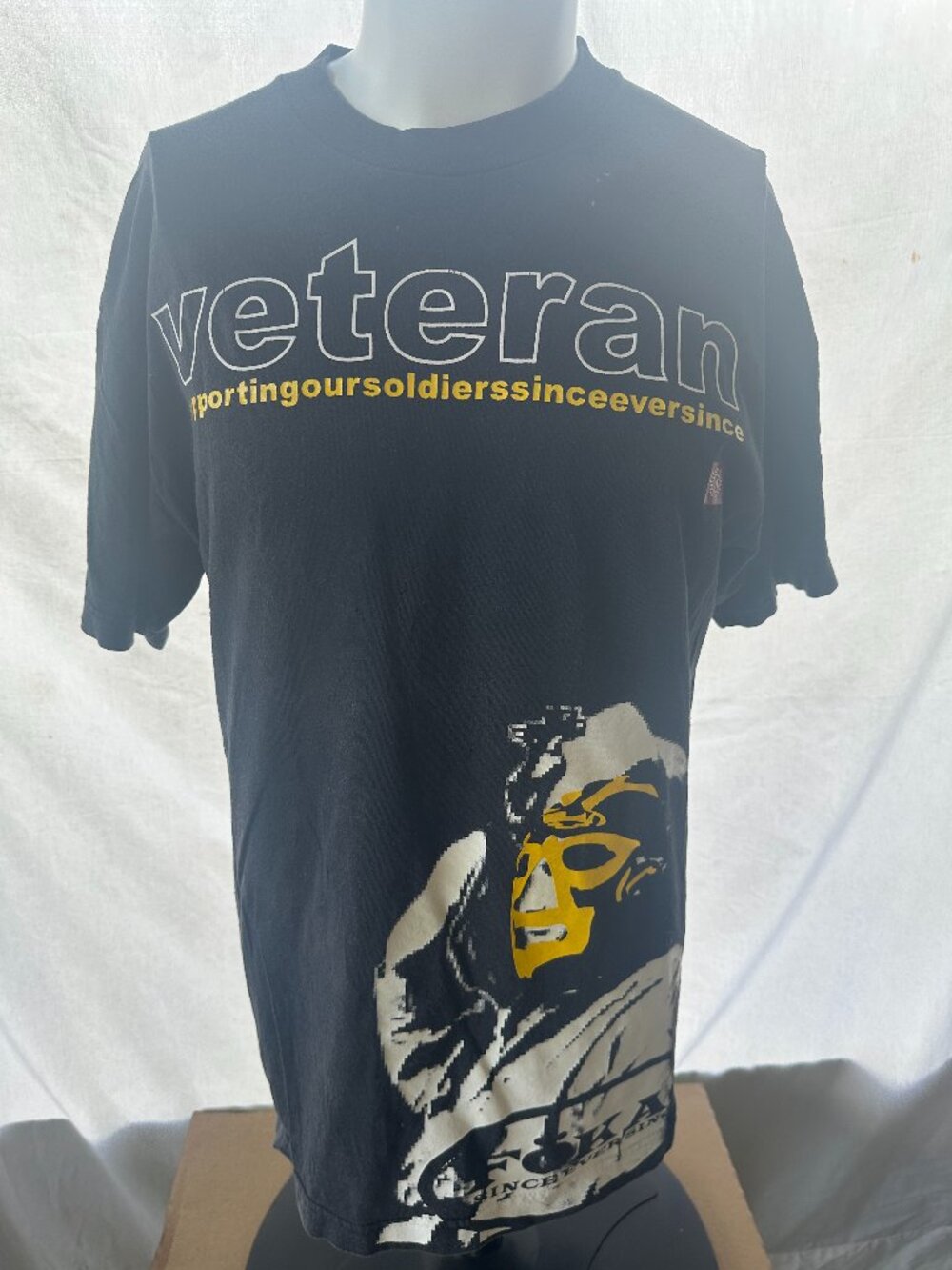 Fokai Guam Veteran Supporting Our Soldiers Men's Black T Shirt Size Large
